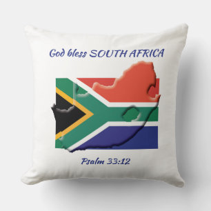 SOUTH AFRICA FLAG Patriotic Scripture Custom WHITE Cushion