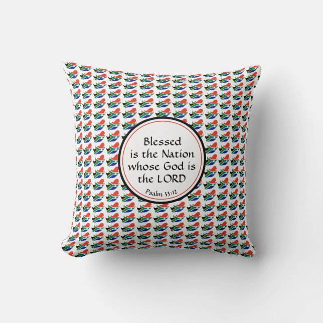 SOUTH AFRICA FLAG Scripture BLESSED NATION Cushion (Front)