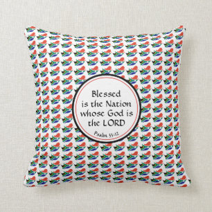 SOUTH AFRICA FLAG Scripture BLESSED NATION Cushion