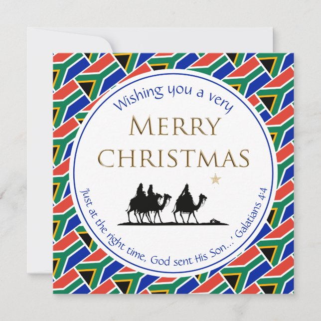 SOUTH AFRICA FLAG Three Wise Men Christmas Holiday Card (Front)