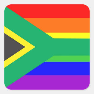 south africa gay proud rainbow flag country square sticker