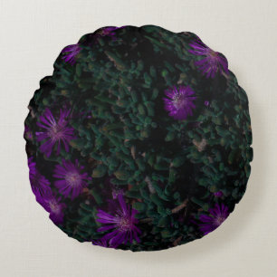South Africa Green Purple Succulent Flowers Round Cushion