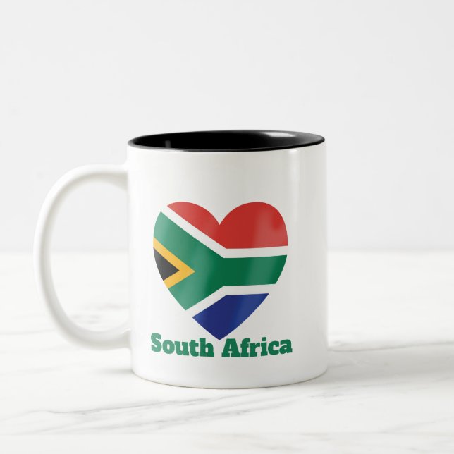 South Africa Heart Flag Two-Tone Coffee Mug (Left)