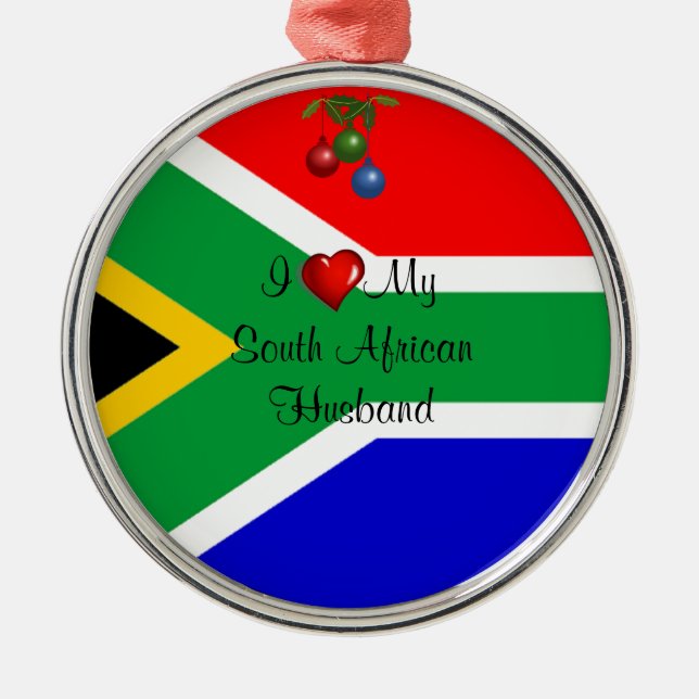 South Africa: I Love My South African Husband Metal Tree Decoration (Front)