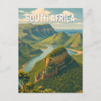 South Africa Illustration Travel Art Vintage