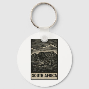South Africa Linocut Style Key Ring