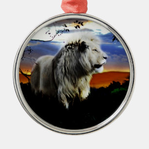South Africa Lion in the Jungle Metal Tree Decoration