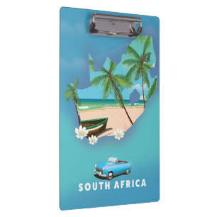 South Africa Map Illustration travel poster. Clipboard