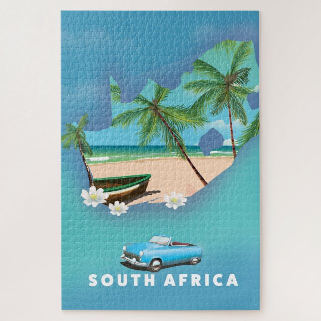 South Africa Map Illustration travel poster. Jigsaw Puzzle (Vertical)