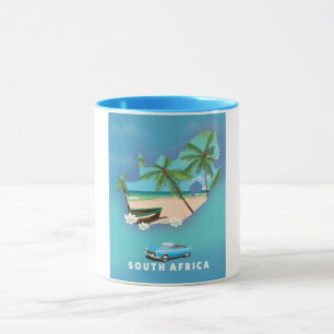 South Africa Map Illustration travel poster. Mug