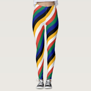 South Africa National Flag Colours Diagonal Stripe Leggings