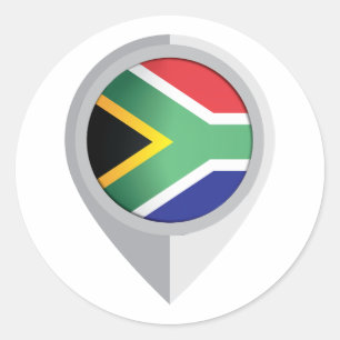 South Africa Pin Location Flag Classic Round Sticker