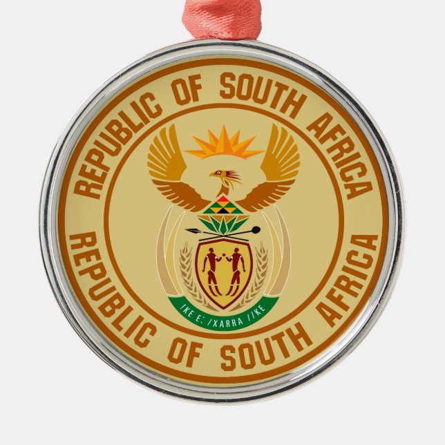 South Africa Round Emblem Metal Tree Decoration (Front)