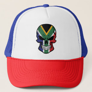 South Africa Smiling Skull Flag Trucker Hat