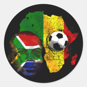 South Africa soccer lovers South AFrican flag face Classic Round Sticker