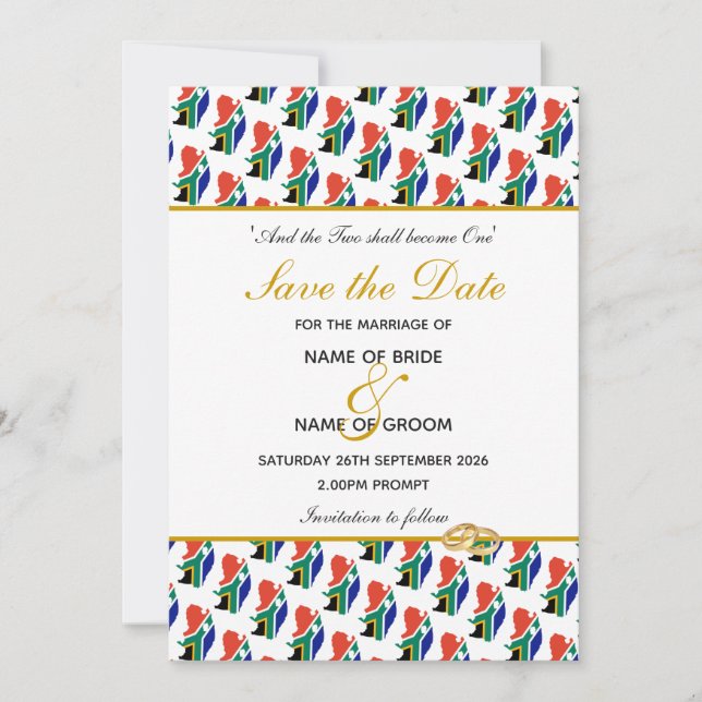 SOUTH AFRICA Special Event Wedding Celebration Save The Date (Front)