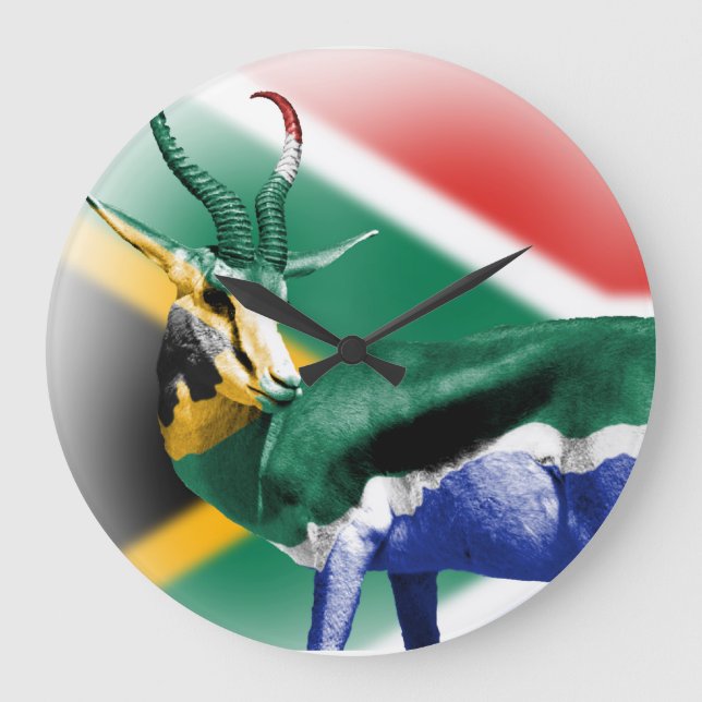 South Africa Springbuck Flag Wall Clock (Front)