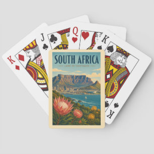 South Africa Table Mountain Illustration Travel Playing Cards