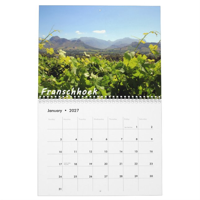 South Africa Travel Destination Photo Calendar (Jan 2027)