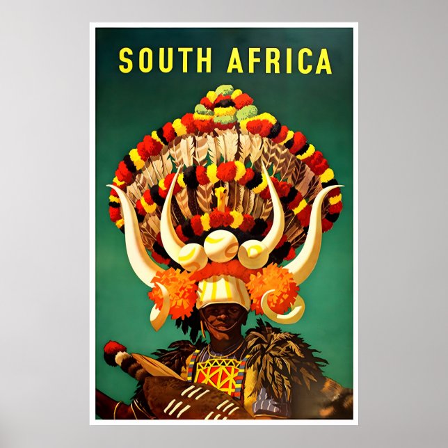 South Africa Travel Poster Africa Tribal Art Print (Front)