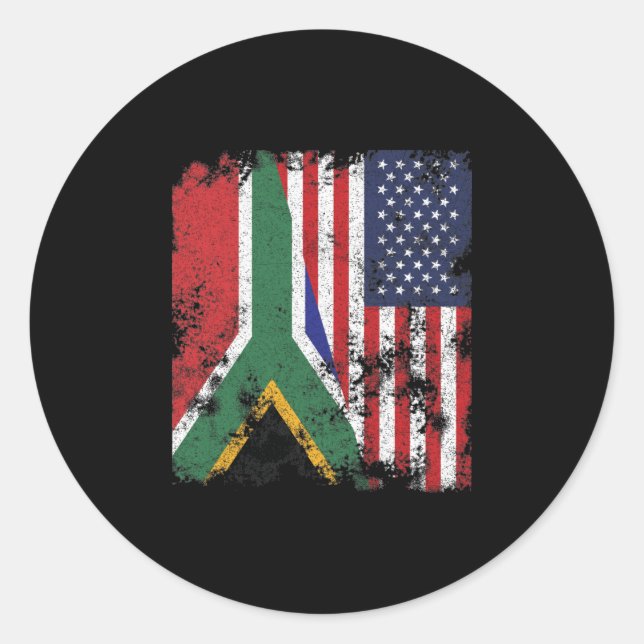 South Africa USA Flag - Half American Classic Round Sticker (Front)