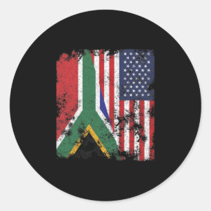South Africa USA Flag - Half American Classic Round Sticker