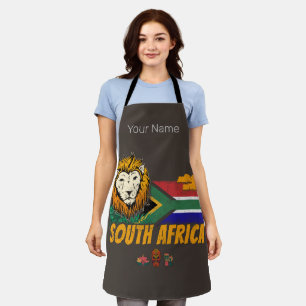 South Africa Vintage Lion Flag Safari Souvenir Apron