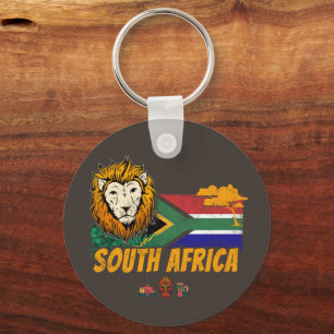 South Africa Vintage Lion Flag Safari Souvenir Key Ring