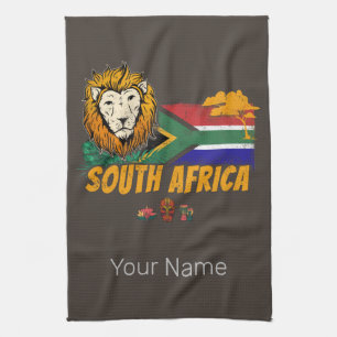 South Africa Vintage Lion With Flag Safari Souveni Tea Towel
