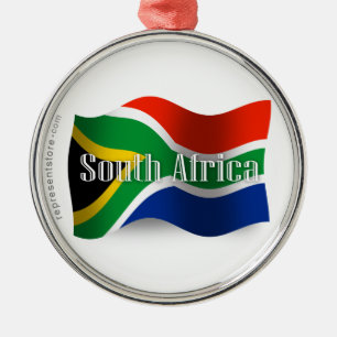 South Africa Waving Flag Metal Tree Decoration