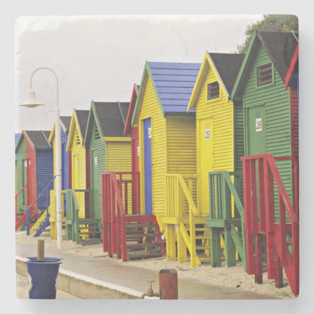 South Africa, Western Cape, St James. Colourful Stone Coaster (Front)