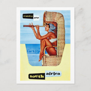 South Africa, woman with dourbin, vintage, travel Postcard