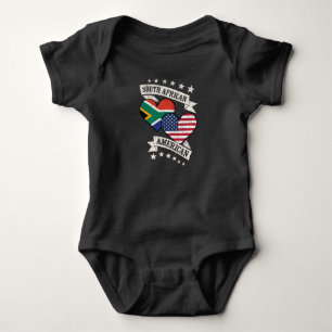 South African American Heart Flags South Africa Am Baby Bodysuit