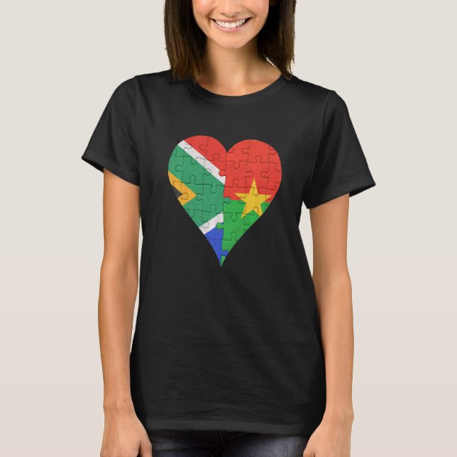 South African Burkinabe Flag Heart T-Shirt (Front)