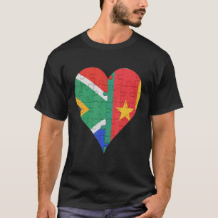 South African Cameroonian Flag Heart T-Shirt