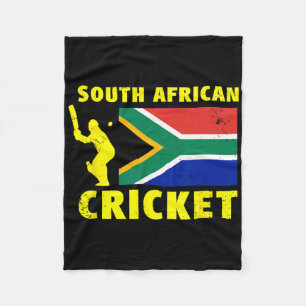 South African Cricket With South Africa Flag Fleece Blanket