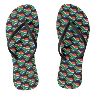 South African Flag Colors Hearts Pattern Patriotic Flip Flops
