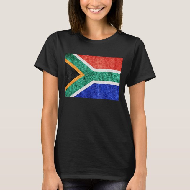 South African Flag For South African Distressed So T-Shirt (Front)