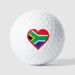 South African Flag Heart Design Golf Balls