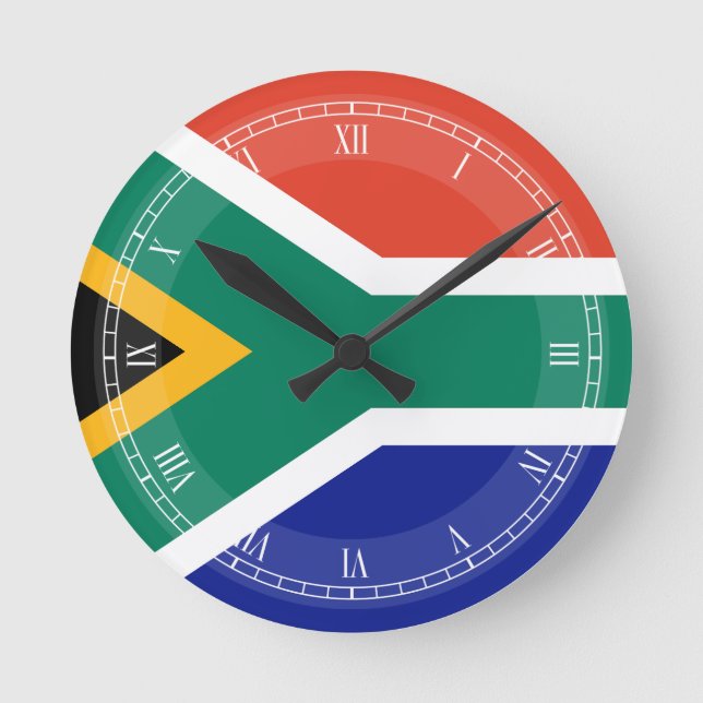 South African Flag Round Clock (Front)
