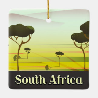 South African landscape evening travel poster Ceramic Ornament