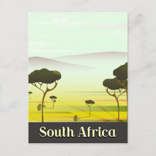 South African landscape evening travel poster Postcard