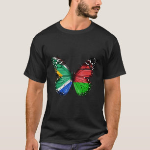 South African Malawian Flag Butterfly T-Shirt