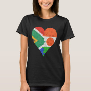 South African Nigerien Flag Heart T-Shirt