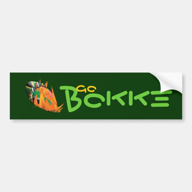 "South African" rugby supporters "Go Bokke" Bumper Sticker (Front)