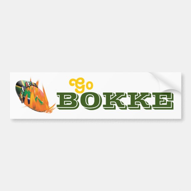 "South African" rugby supporters "Go Bokke" Bumper Sticker (Front)