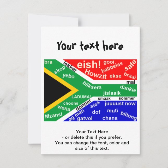 South African Slang Invitation - Customisable (Front)