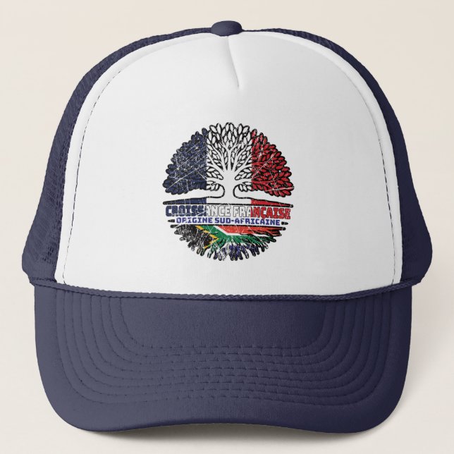 South African South Africa French France Tree Trucker Hat (Front)