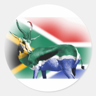 South African Springbock Flag Classic Round Sticker