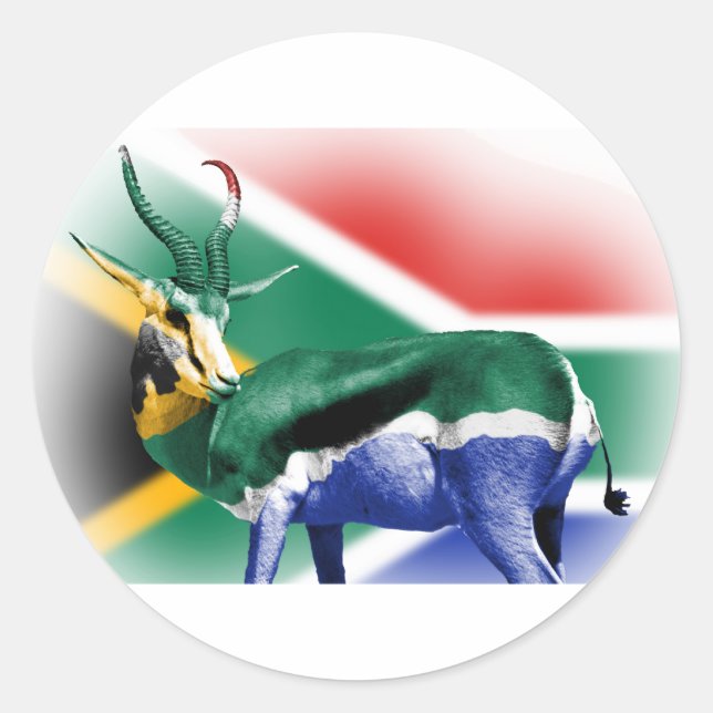 South African Springbock Flag Classic Round Sticker (Front)